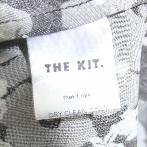 THE KIT. Cobie Midi Shirtdress Black White Primrose Floral Button Front Size 6 - Picture 10 of 13